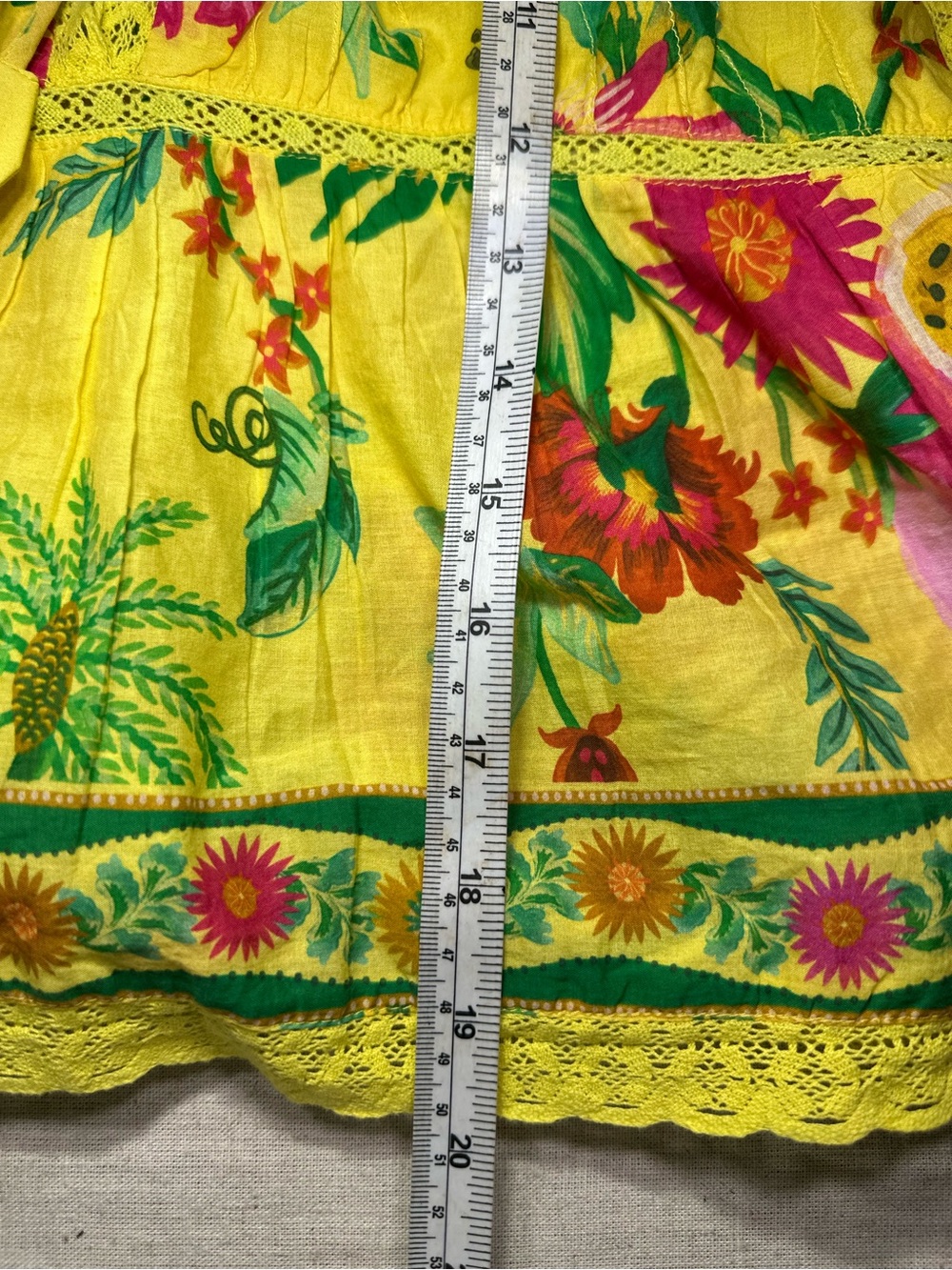 FARM Rio Cotton Yellow Tropical Print Halter Tie-Front Top Size Women’s XS - Picture 7 of 10